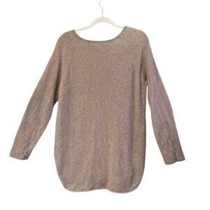 Lusso Womens L Light Brown 100% Cashmere Cozy Long Sleeves Blouse